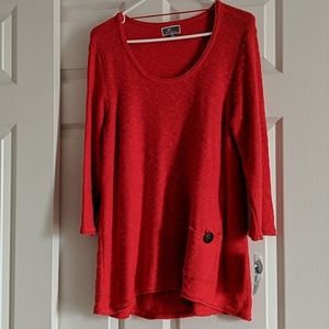 Red orange long sweater with front pocket Sz M
